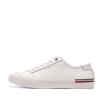 Baskets blanches cuir homme tommy hilfiger core corporate vulc