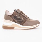 Baskets compens�es � lacets cuir avec zip femme keys