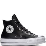 Basket - converse montante platform - noir - adulte - cuir - lacets - plateau Basket - converse montante platform - noir - adulte - cuir - lacets - plateau