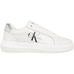 Basket femme - calvin klein jeans - bright white - silver - lacets - plat - textile
