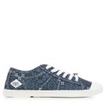 Basket femme - le temps des cerises - basic 02 - textile bandana blue - lacets - semelle caoutchouc