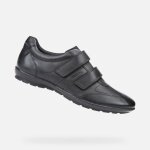 Basket geox - u symbol d - smo. lea - homme - cuir noir - fermeture  double bride
