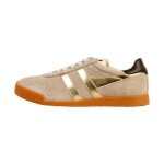 Basket cuir gola elan glitz trainer - bone / or / marron sombre
