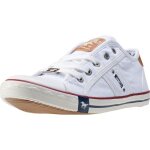 Baskets mustang low top femme - blanc - canvas - lacets