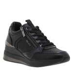 Baskets noires avec semelle � talon compens� et glissi�re lat�rale