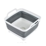 Bassine rétractable en plastique avec bouchon de vidange - blanc / gris - 9 l Bassine rétractable en plastique avec bouchon de vidange - blanc / gris - 9 l