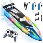Bateau tlcommand 24 ghz rc bateau de course haute vitesse avec lumire led pour enfants adultes piscine ...