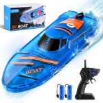 Bateau tlcommand avec lumire led bateau rc pour piscines et lacs bateaux rc 24 ghz avec 2 batteries ...