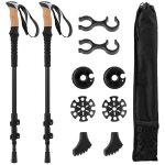 B�tons de marche en aluminium 7075 l�ger costway - t�lescopiques 95 - 135cm - verrouillage rapide - poign�e ...