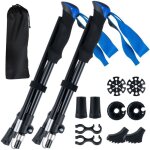 B�tons de marche en aluminium l�ger costway - t�lescopiques 115 - 130cm - verrouillage rapide - poign�e ...