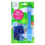 Baton ramasse jetons bleu + 100 pions loto magnetiques 17mm - kit aimante accessoires bingo 2 en 1 - ...