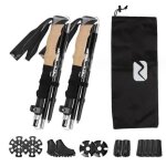 Btons de randonne - carbone - tlescopiques - ultralgers 290g - antichocs - rglables 65 - 135cm