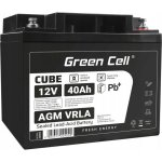 Batterie 12v 40ah agm vrla - green cell - green cell cube - sans entretien - ip54 �tanche - r�sistante ...
