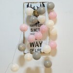 Batterie 3m 20led a34 guirlande lumineuse led boules de coton 6cm ferique pour chambreenfant maison ...