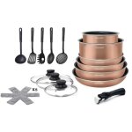 Batterie de cuisine 20 pi�ces arthur martin - aluminium - poign�e amovible - tous feux dont induction ...