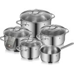 Batterie de cuisine 5 pi�ces - debsy - cocotte 20 cm - marmite 20 cm - casserole avec manche - acier ...
