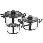 Batterie de cuisine - san ignacio - acier inoxydable - 5 pi�ces - couvercle en verre avec soupape de ...