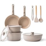 Batterie de cuisine antiadh�sive - swapy - 14 pi�ces - poign�e amovible - rev�tement granit sans pfoa ...