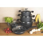 Batterie de cuisine casserole et poele en marbre 10pcs tous feux + induction Batterie de cuisine casserole et poele en marbre 10pcs tous feux + induction
