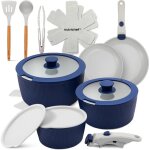 Batterie de cuisine c�ramique 18 pi�ces - levys - 18 pi�ces - compatible induction - po�les et casseroles ...