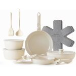 Batterie de cuisine en c�ramique - swapy - lot de 16 pi�ces - poign�e amovible - antiadh�sif - sans pfas ...