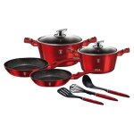 Batterie de cuisine - effet pierre - 10 pi�ces - poign�e ergonomique - compatible induction