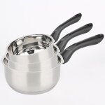 Batterie de cuisine - tous feux dont induction - baumalu - acier inoxydable - 3 pices 16 / 18 / 20 cm ...