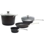Batterie de cuisine - tous feux dont induction - baumalu - aluminium forg - anti - adhsif - 4 pices ...