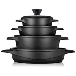 Batterie de cuisine induction 8 pices aluminium fonte 4 casseroles 4 couvercles briebe mgk - 17s noir ...