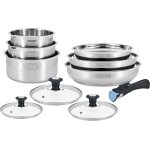 Batterie de cuisine - induction - arthur martin - am0006 - acier inoxydable 18 / 10 - 10 pices - poigne ...