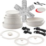 Batterie de cuisine induction - debsy - 23 pi�ces - poign�es amovibles - rev�tement antiadh�sif c�ramique ...