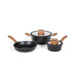 Batterie de cuisine - induction - livoo - mep147 - aluminium antiadhsif - 5 pices - 1 casserole 16 ...