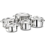 Batterie de cuisine inox - levys - 10 pi�ces - 5 casseroles avec couvercles - acier inoxydable - ind�formable ...