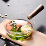 Batterie de cuisinepot de lait en verre avec manche en bois 400ml marmite pour nouilles de salade cuisinire ...