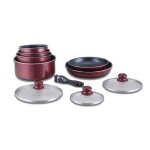 Batterie de cuisine revtement pierre avec manche amovible 10 pieces bordeaux herzberg hg5000 - br