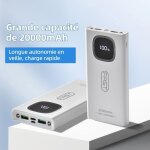 Batterie externe 22. 5w 20000mah power bank batterie portable usb c input & output pd3. 0 qc4. 0 charge ...