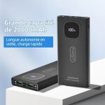 Batterie externe 22. 5w 20000mah power bank batterie portable usb c input & output pd3. 0 qc4. 0 charge ...