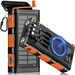 Batterie externe solaire sans fil - ediliq - 26800 mah - manivelle - charge rapide - 7 sorties - 4 entr�es ...