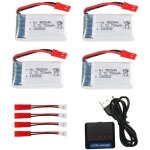 Batterie lipo rechargeable - yunique france - 3. 7v 750mah - pour drones rc - chargeur inclus - 4 pi�ces ...
