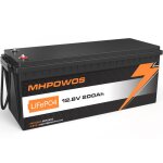Batterie lithium lifepo4 12v 200ah - 2560wh - bms 200a 15000 cycles pour des camping - car caravane voyage ...