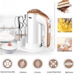 Batteur lectrique200w - 5 vitesses - 2 fouets mtalliques lectriques et crochets  pte pour ptes ...