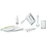 Batteur lectrique - bosch - mfq364v0 ergomixx - 450 w - 5 vitesses + turbo - blanc / gris