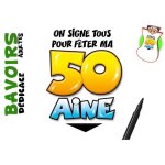 Bavoir humoristique dédicace 50 ans - adulte - taille unique 40cm - vendu avec stylo feutre - blanc Bavoir humoristique dédicace 50 ans - adulte - taille unique 40cm - vendu avec stylo feutre - blanc