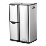 Bayt poubelle 60 l ? poubelle de tri s�lectif 3 compartiments ? p�dale ? inox ? argent
