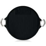 Bbq - toro plaque de grillage r�versible en fonte � 43 cm avec poign�es m�talliques