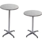 Table haute de bar / r�ception en aluminium - bc - elec bs11011 - 6 - �60cm - gris - h: 70 ou 110 cm