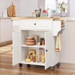 Bealife chariot de cuisine sur roulettes - lot de cuisine amovible avec table dopration - 2 armoires ...