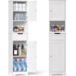 Bealife meuble colonne de salle de bain avec 1 tiroir 1 tagre ouvertes 1 tagre rglable et 2 portes ...