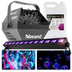 Beamz b500 machine  bulles - 30 tours / min avec grande roue 5l de liquide uv barre led uv