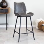 Tabouret de bar - dimehouse - beau - gris - mtal - simili cuir - design contemporain